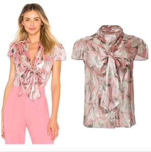 alice +  olivia jeannie tie neck blouse Size Small Nwot